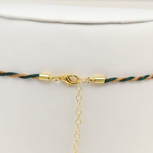 Brown Green Thread Necklace Choker Adjustable Length Twisted Design Chokers (#91 - Picture 6 of 12